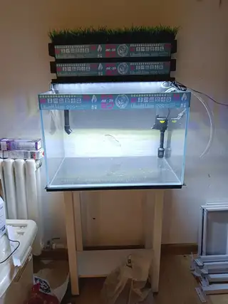 60 40 40金晶超白鱼缸一套全新 带架子 水泵 灯 过滤一套回去直接开缸